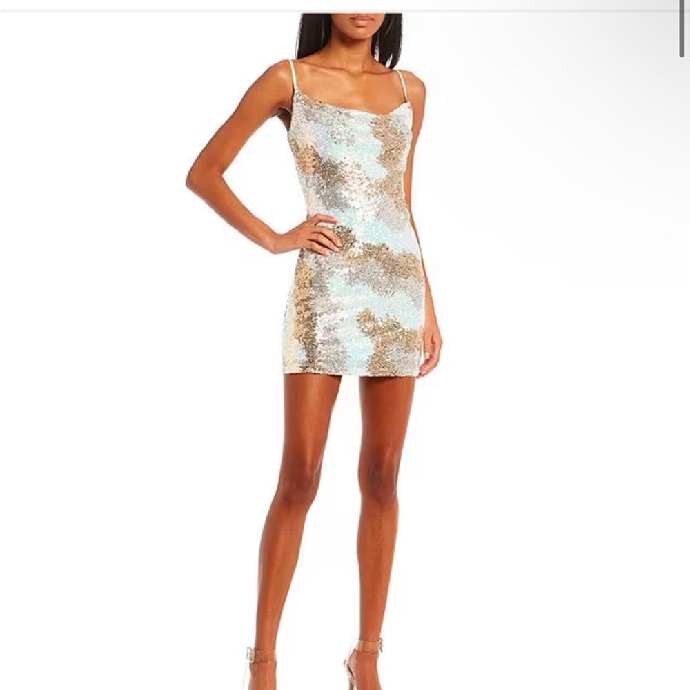 midnight doll dress gold and silver from dillards! size medium